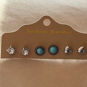 Fashion Jewelry Silver and Turquoise Earring Set